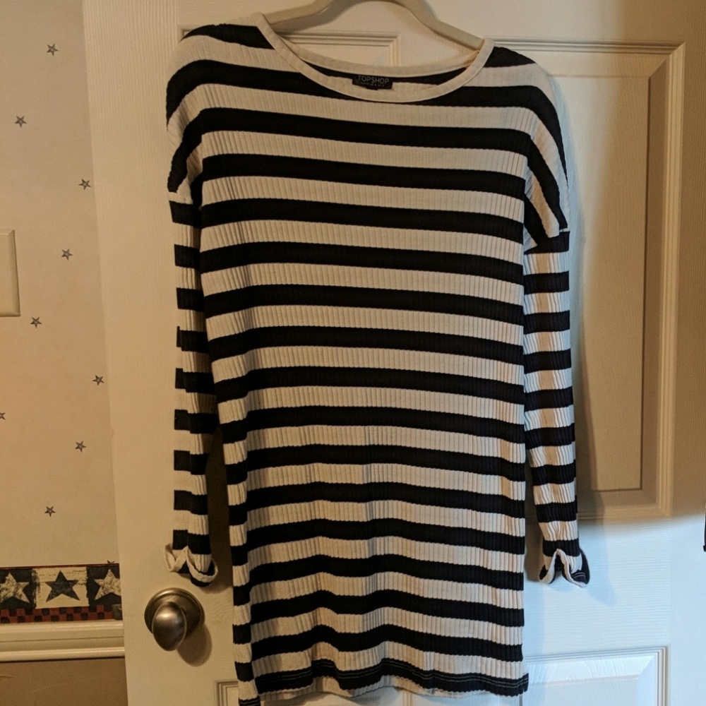 Top Shop Navy Blue Striped Tunic